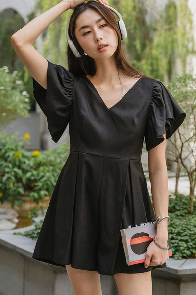 Madeira V-neck Romper (Black)