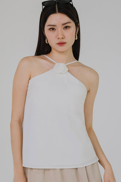 Melrose Padded Halter Top (White)
