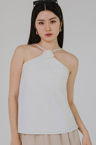 Melrose Padded Halter Top (White)
