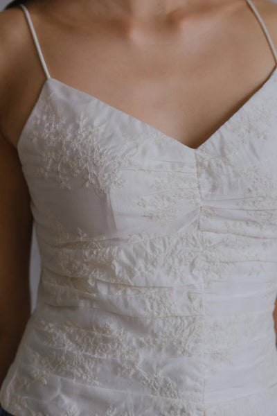Lillie Padded Broderie Top (Ivory)