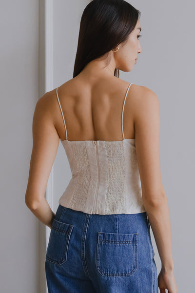 Lillie Padded Broderie Top (Ivory)