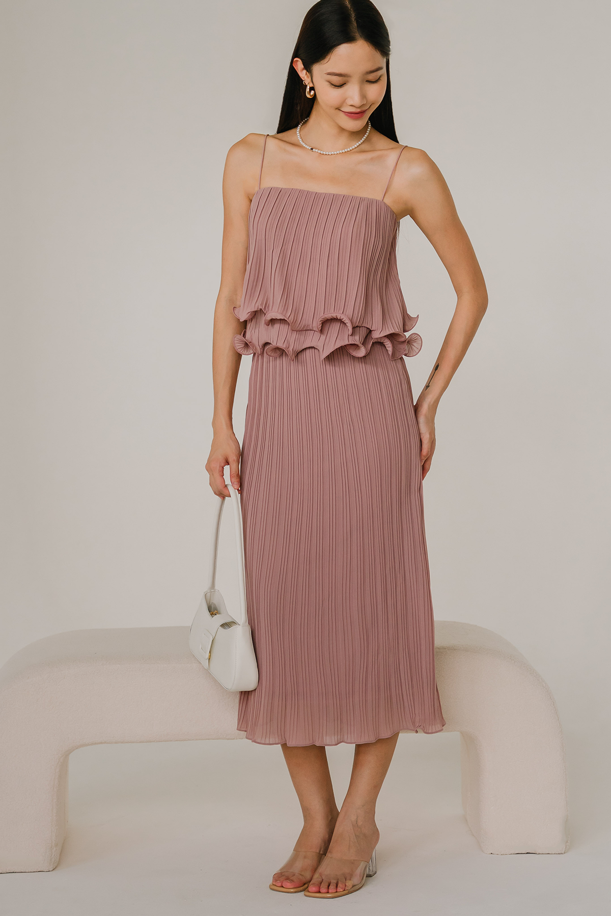 Bloomfold Pleat Skirt (Dusty Pink)