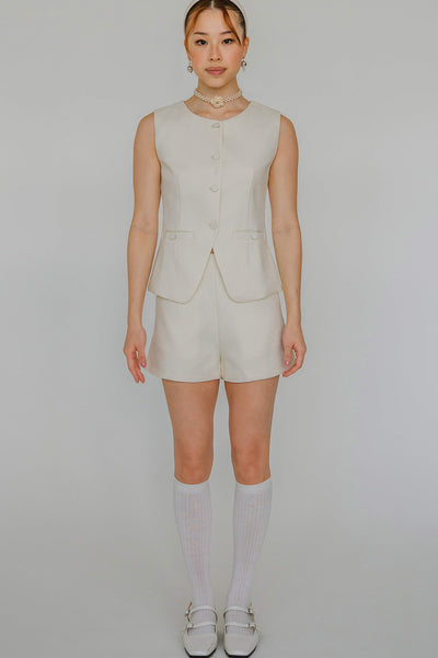 Polly Tweed Vest (Cream)
