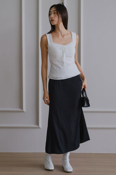Cleo Padded Eyelet Top (White)