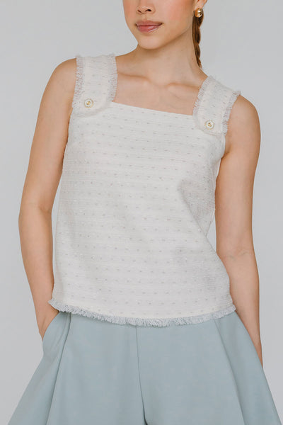 Afterglow Tweed Top (White)