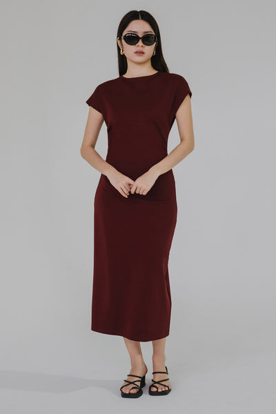Terra Side Slit Dress (Cranberry Red)