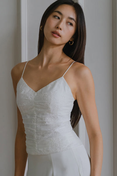 Lillie Padded Broderie Top (White)