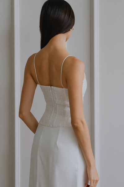 Lillie Padded Broderie Top (White)
