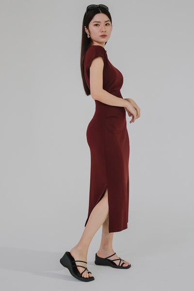 Terra Side Slit Dress (Cranberry Red)
