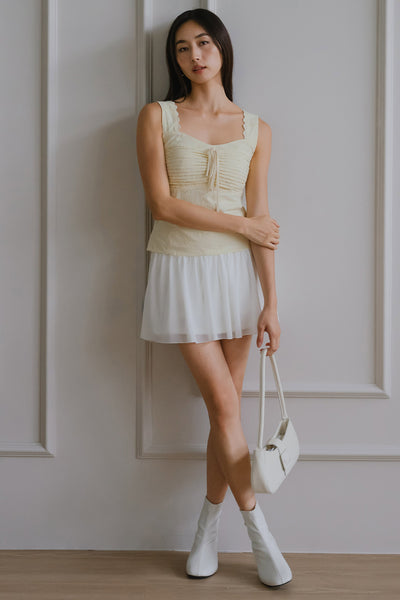 Cleo Padded Eyelet Top (Yellow)