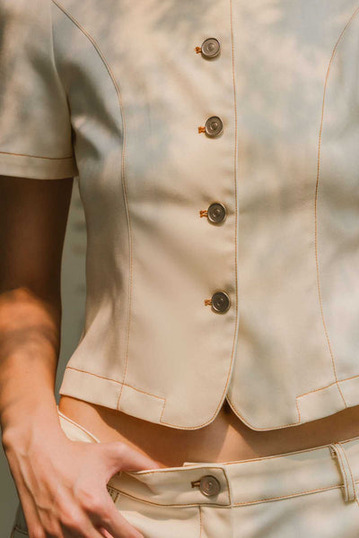 Kendall Denim Top (Cream)