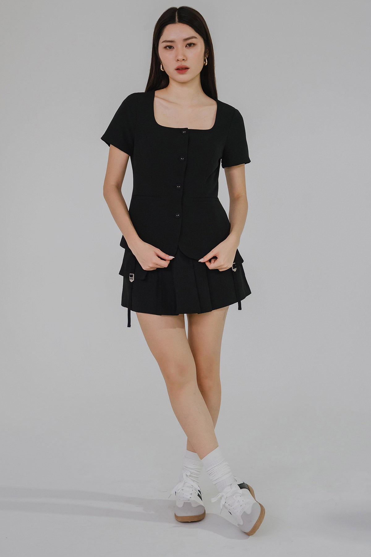 Yours Truly Square Neck Top (Black)