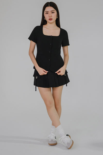 Yours Truly Square Neck Top (Black)