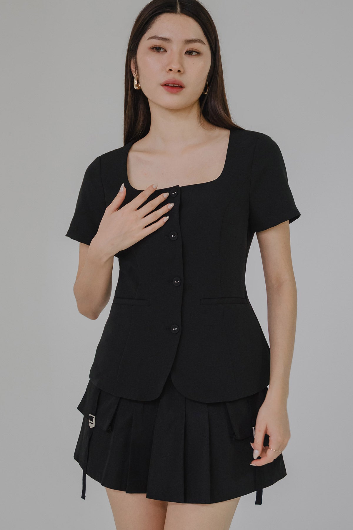 Yours Truly Square Neck Top (Black)