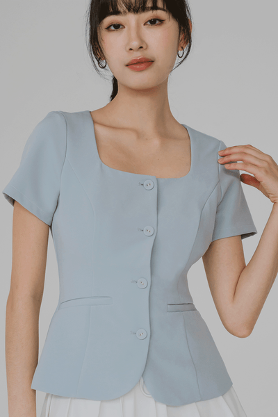 Yours Truly Square Neck Top (Blue)