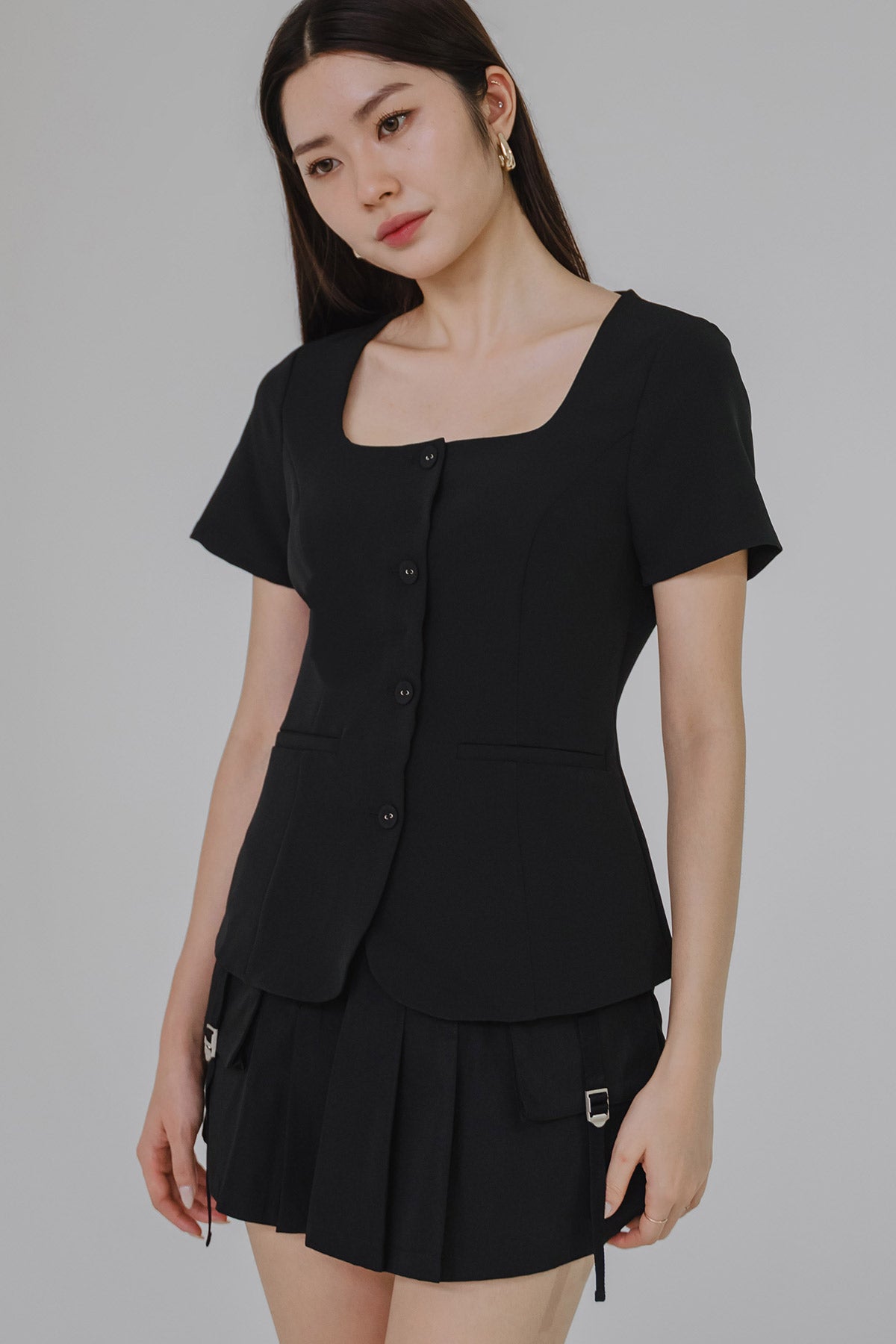 Yours Truly Square Neck Top (Black)
