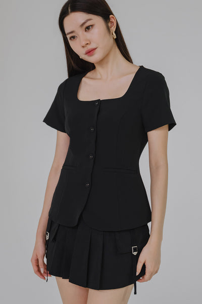 Yours Truly Square Neck Top (Black)