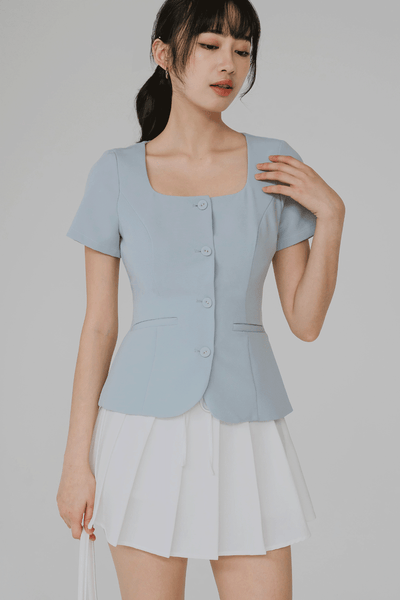 Yours Truly Square Neck Top (Blue)