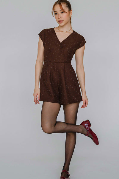 Midnights V-Neck Romper (Espresso)