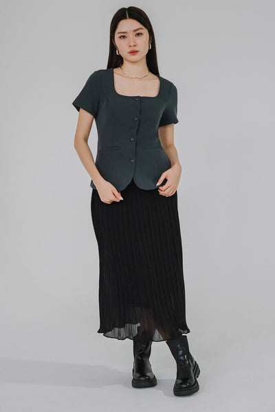 Yours Truly Square Neck Top (Grey)