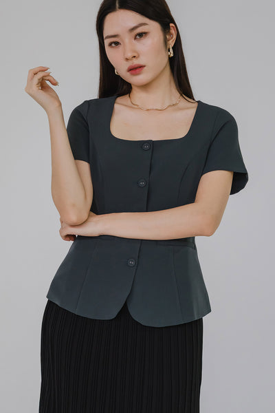 Yours Truly Square Neck Top (Grey)