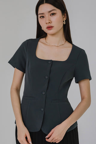 Yours Truly Square Neck Top (Grey)