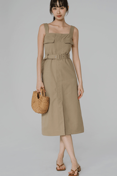 Darcy Belted Utility Dress (Tan)