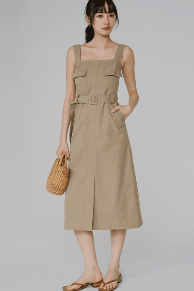 Darcy Belted Utility Dress (Tan)