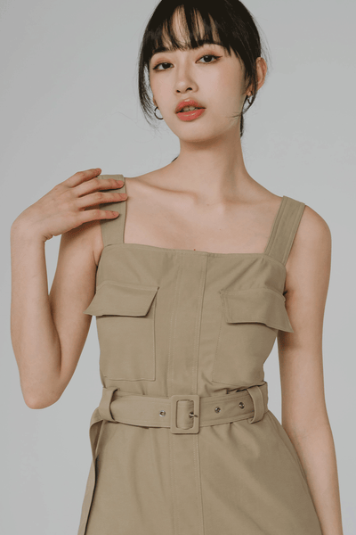 Darcy Belted Utility Dress (Tan)