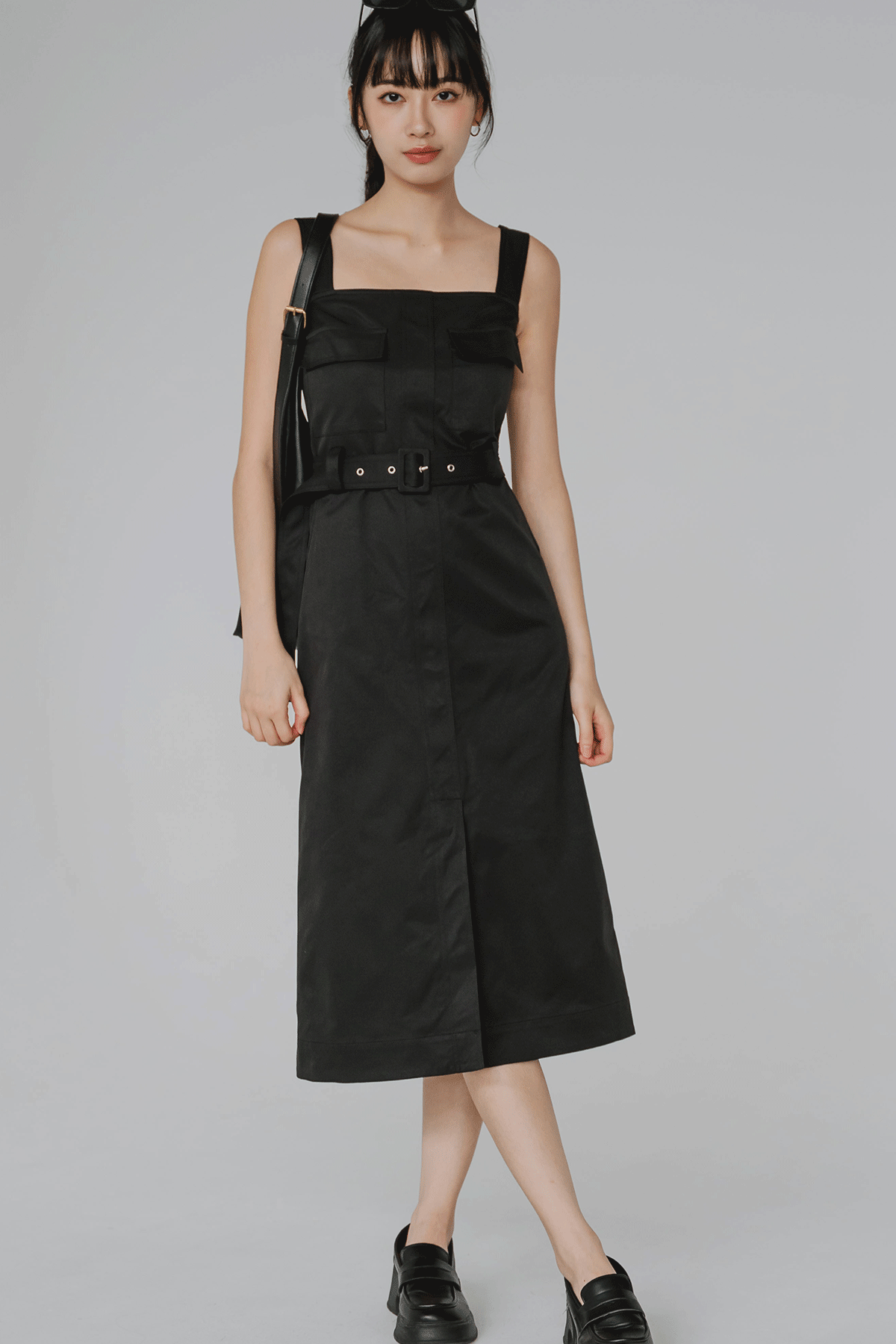 Darcy Belted Utility Dress (Black)