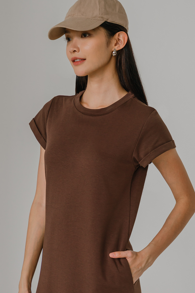 For Keeps Round Neck Midaxi Dress (Espresso)