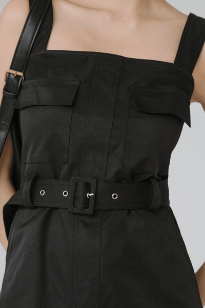 Darcy Belted Utility Dress (Black)