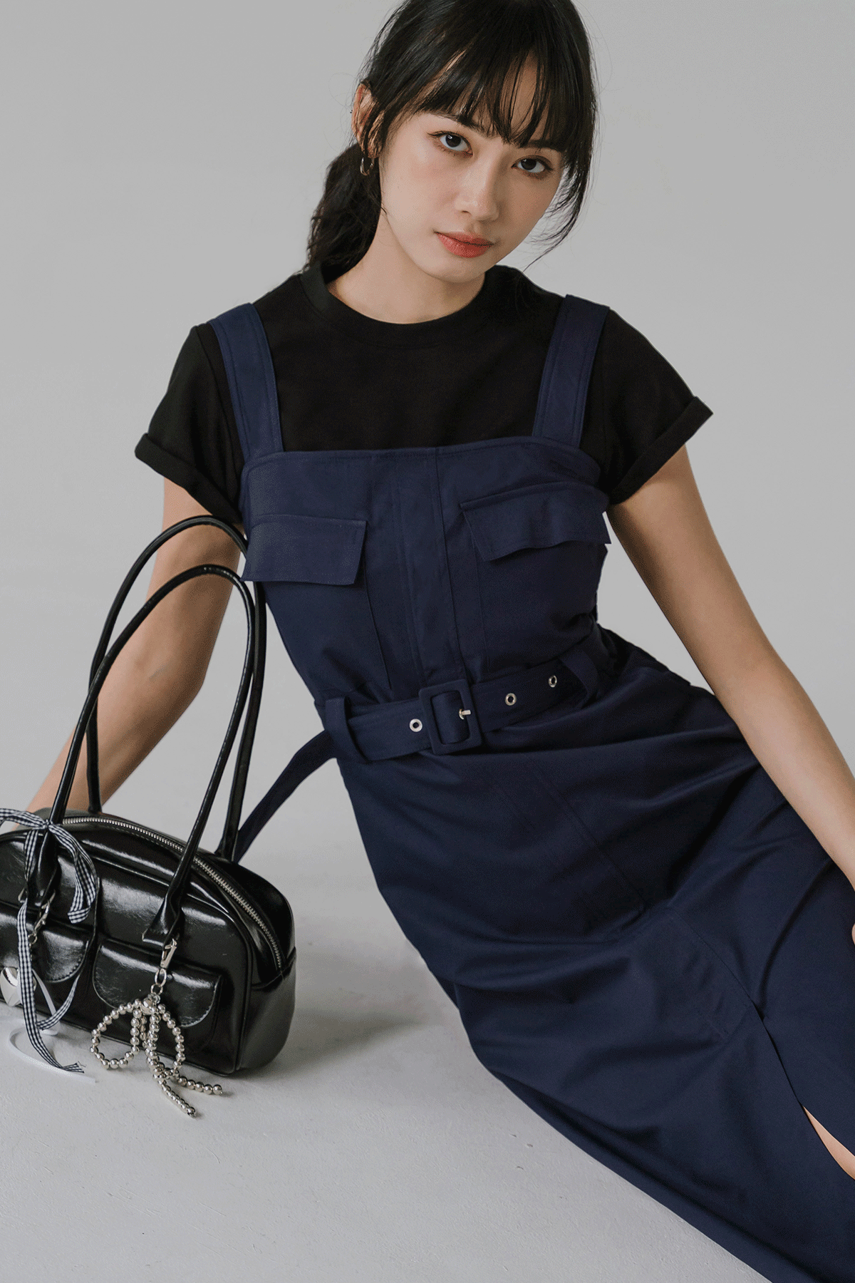 Darcy Belted Utility Dress (Navy)
