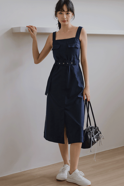 Darcy Belted Utility Dress (Navy)