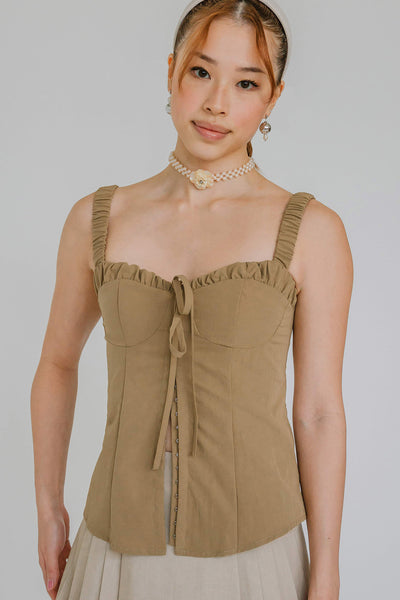 Serendipity Padded Bustier Top (Khaki)
