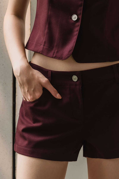 Kendall Denim Shorts (Burgundy)