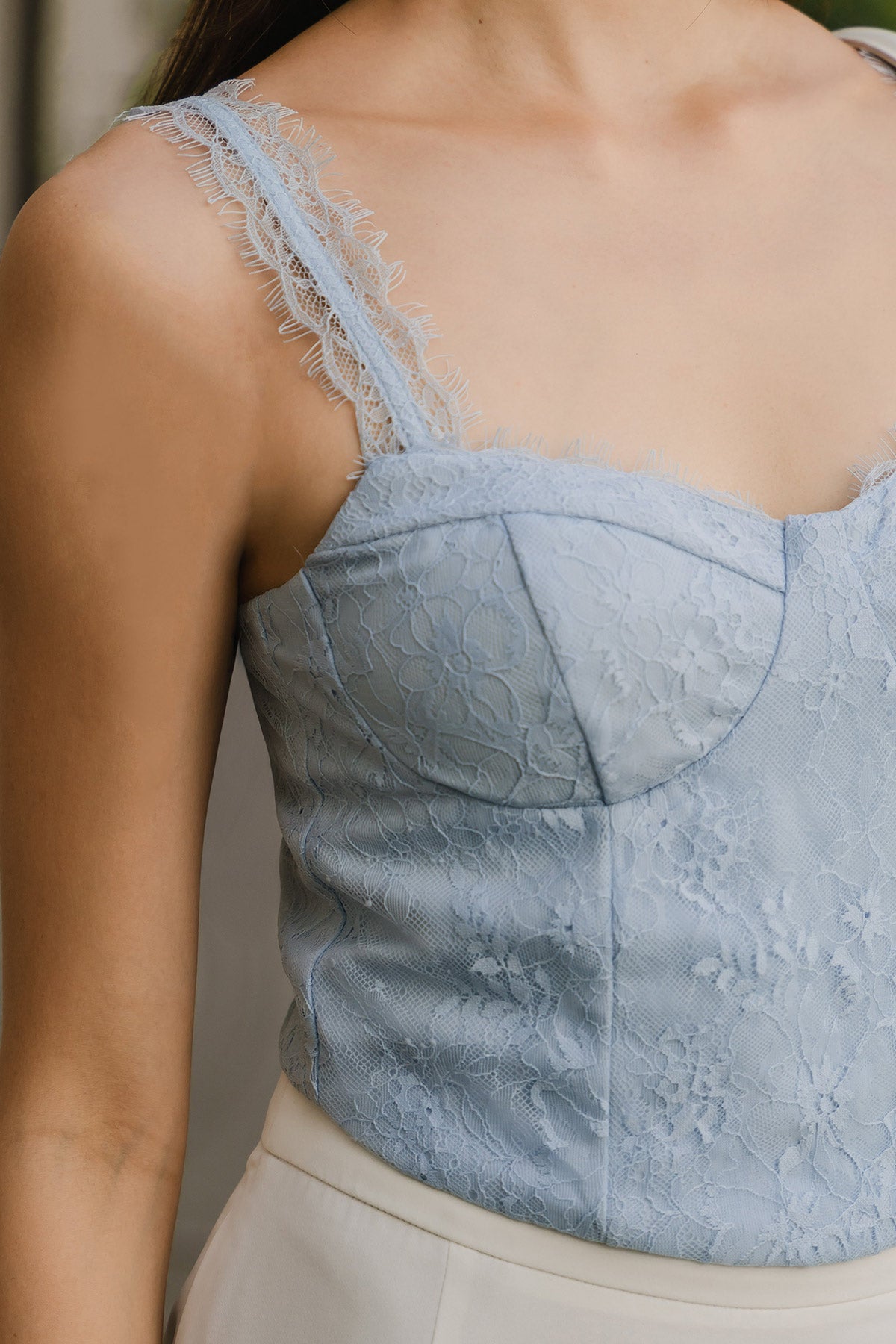 Odette Padded Lace Top (Blue)