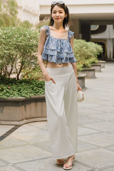 Floretta Ruffle Top  (Blue)