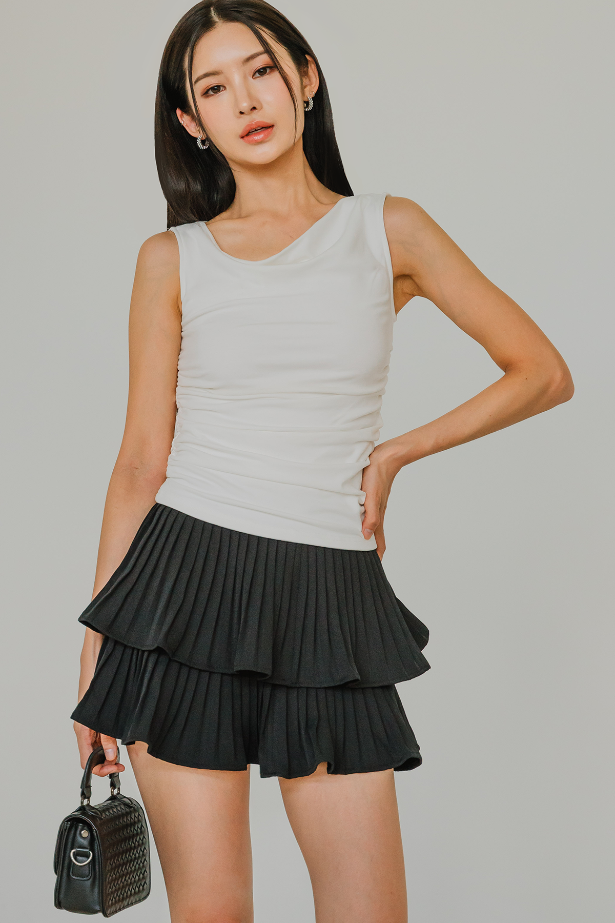 Backorder* Doll Tier Pleat Skort (Black)