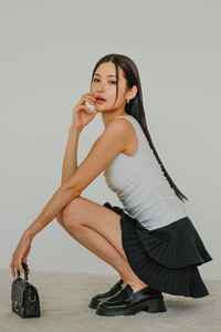 Doll Tier Pleat Skort (Black)