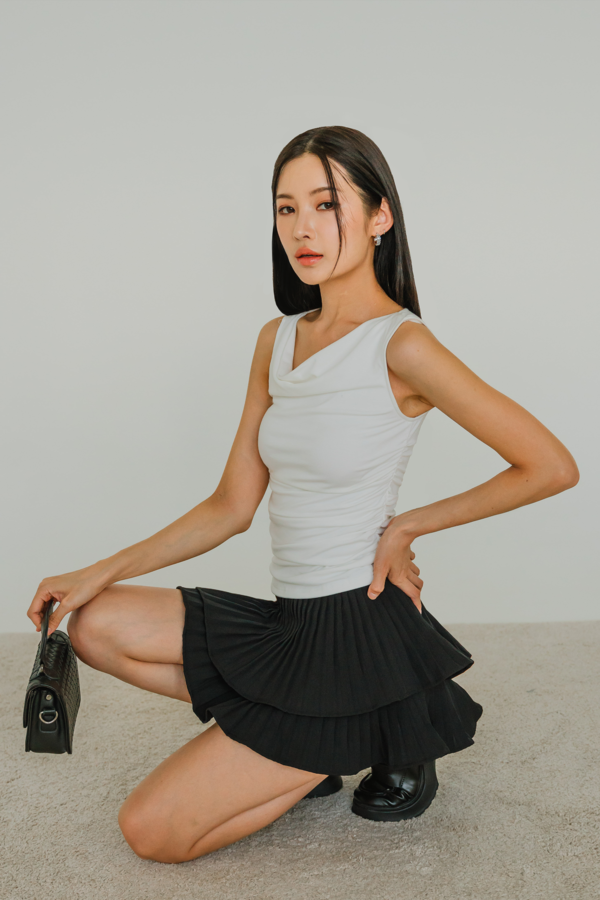 Backorder* Doll Tier Pleat Skort (Black)