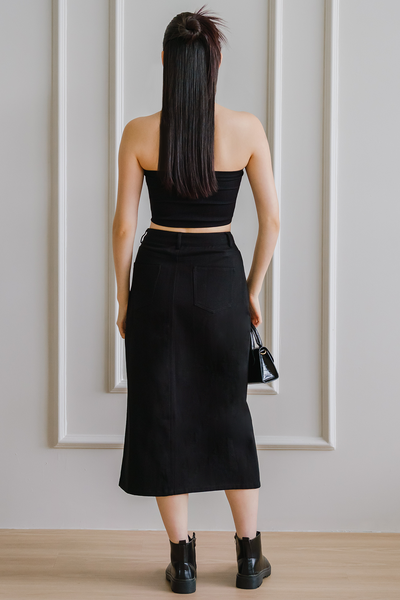 Riley Denim Midi Skirt (Black)