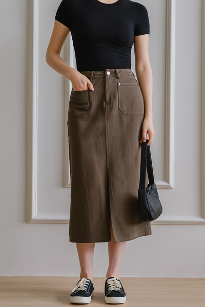 Riley Denim Midi Skirt (Cedar)