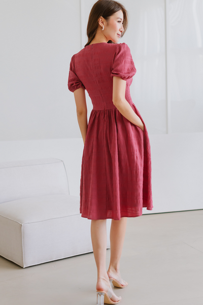 Reverie Textured Midaxi Dress (Rose)