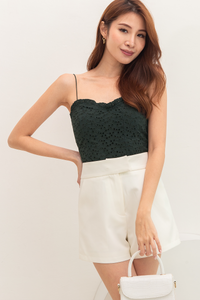 Bella Eyelet Sweetheart Top (Forest)