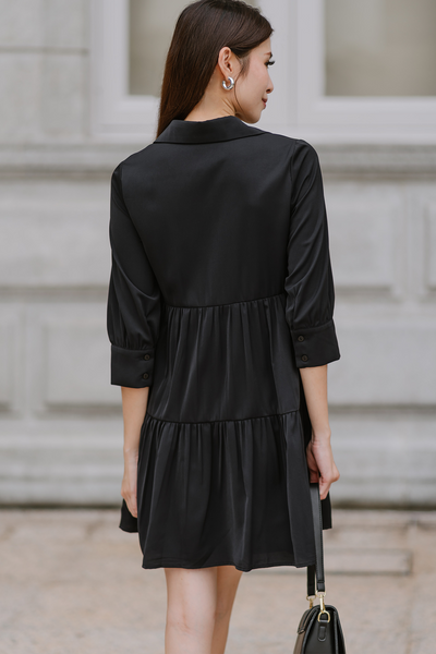 Keia Babydoll Shirt Dress (Black)