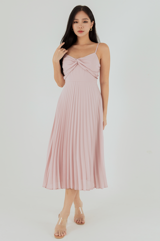 Trixie Pleated Midaxi Dress (Pink)