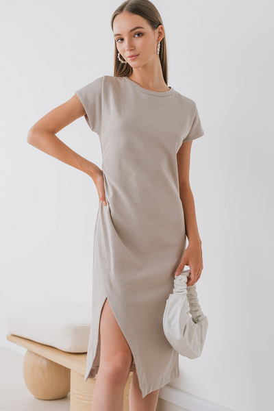 The Everyday Side Slit Dress (Stone)