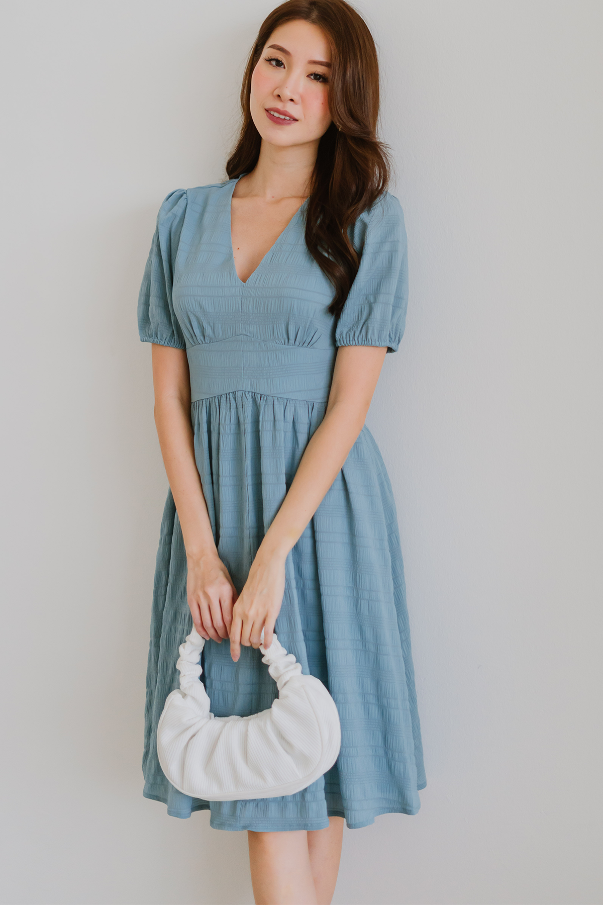 Reverie Textured Midaxi Dress (Blue)