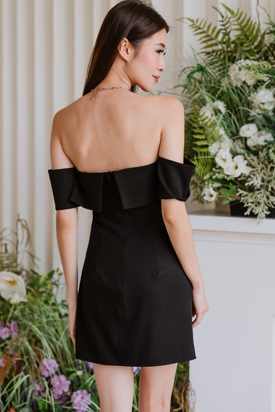Aphrodite Off Shoulder Mini Dress (Black)